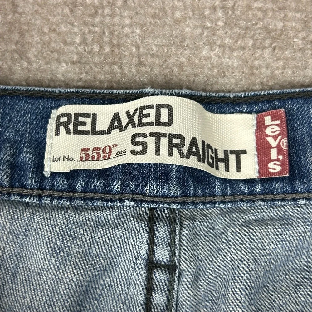 Levis 559 Straight Jeans Men 38x30 Blue Denim Cotton Stretch Logo Relaxed Fit
